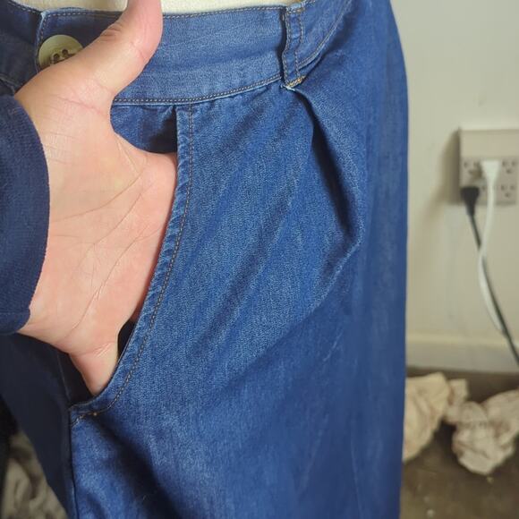 Maxi Cottagecore Prairie Dark Denim High Waisted Skirt Women's Large - Picture 3 of 8